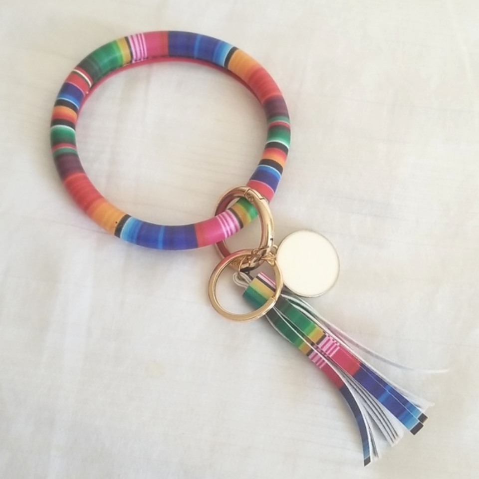 Gold Colorful Tassel Bracelet Keychain